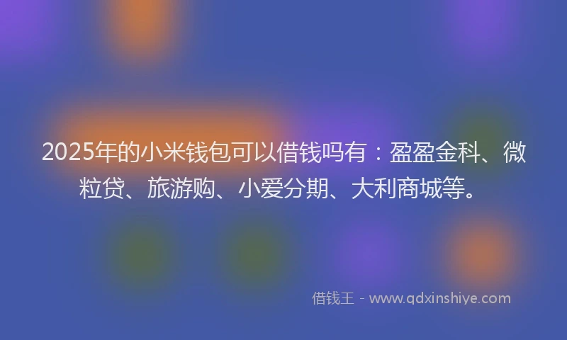 2025年的小米钱包可以借钱吗有：盈盈金科、微粒贷、旅游购、小爱分期、大利商城等。