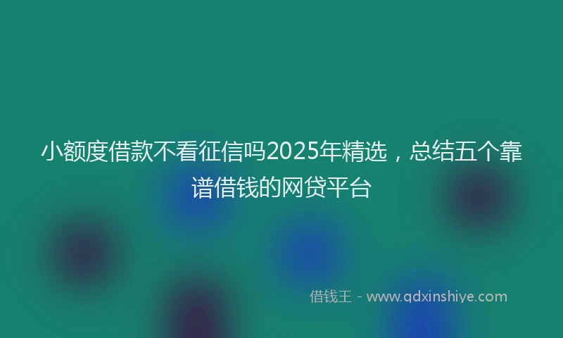 小额度借款不看征信吗2025年精选，总结五个靠谱借钱的网贷平台