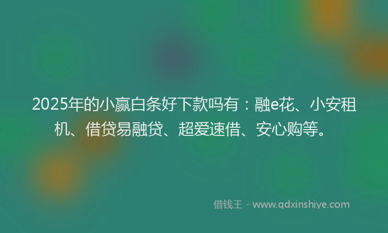2025年的小赢白条好下款吗有：融e花、小安租机、借贷易融贷、超爱速借、安心购等。