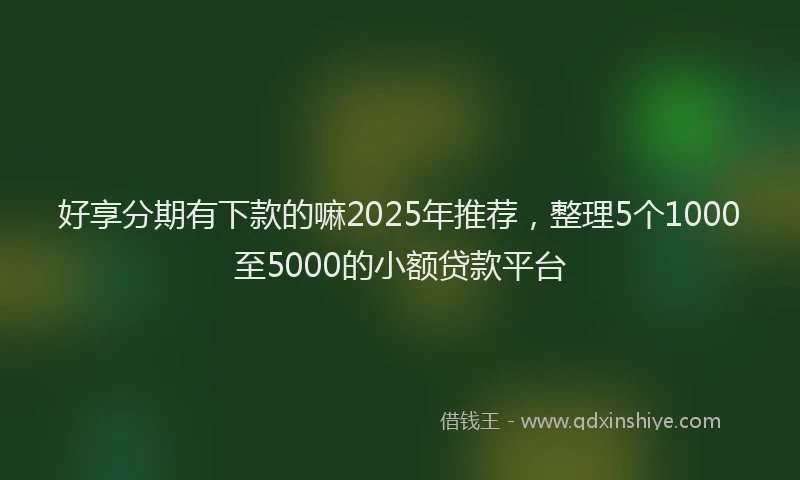 好享分期有下款的嘛2025年推荐，整理5个1000至5000的小额贷款平台