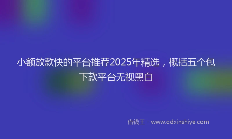 小额放款快的平台推荐2025年精选，概括五个包下款平台无视黑白