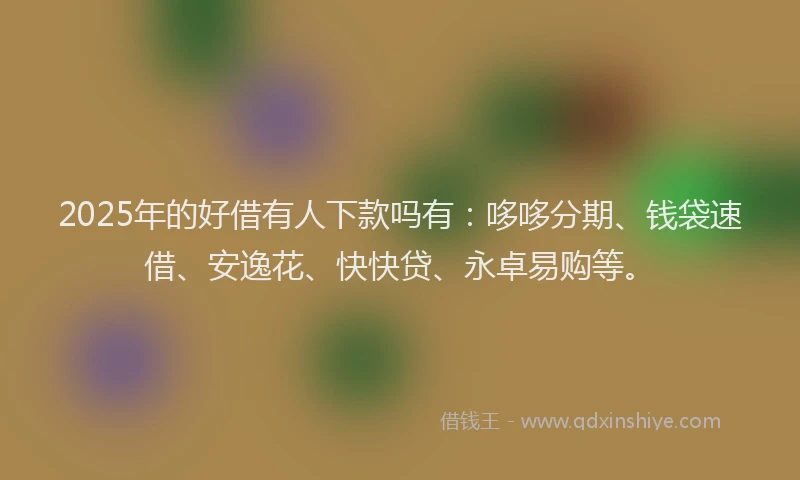 2025年的好借有人下款吗有：哆哆分期、钱袋速借、安逸花、快快贷、永卓易购等。