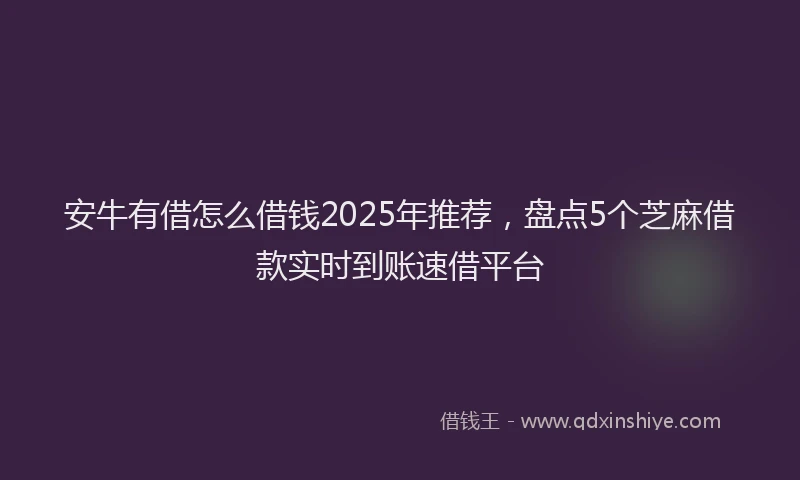 安牛有借怎么借钱2025年推荐，盘点5个芝麻借款实时到账速借平台