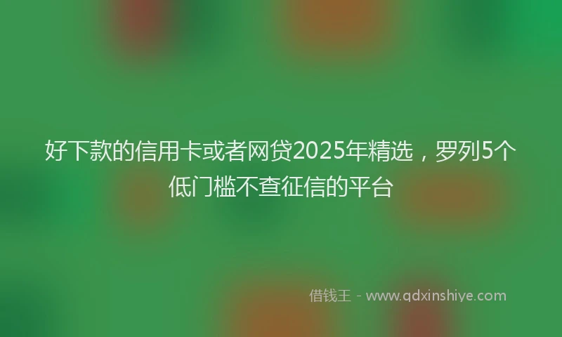 好下款的信用卡或者网贷2025年精选，罗列5个低门槛不查征信的平台