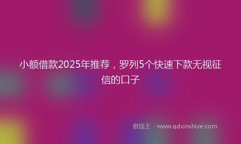 小额借款2025年推荐，罗列5个快速下款无视征信的口子