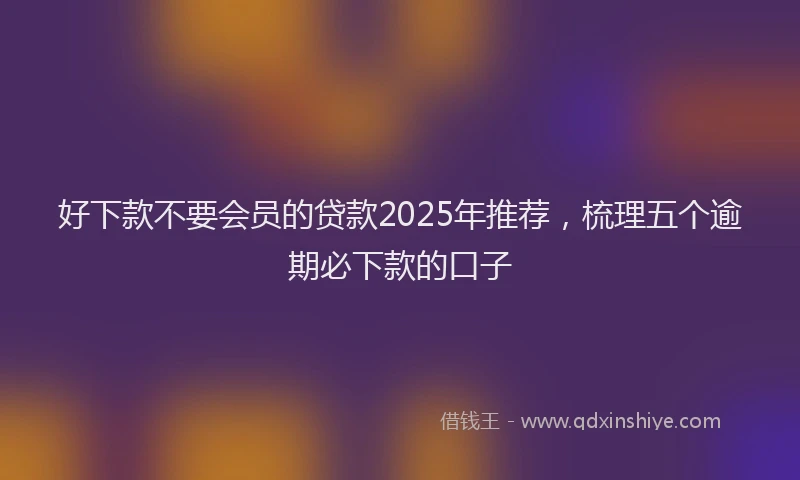 好下款不要会员的贷款2025年推荐，梳理五个逾期必下款的口子