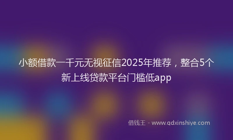 小额借款一千元无视征信2025年推荐,整合5个新上线贷款平台门槛低app