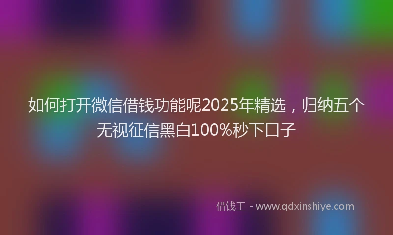 如何打开微信借钱功能呢2025年精选，归纳五个无视征信黑白100%秒下口子
