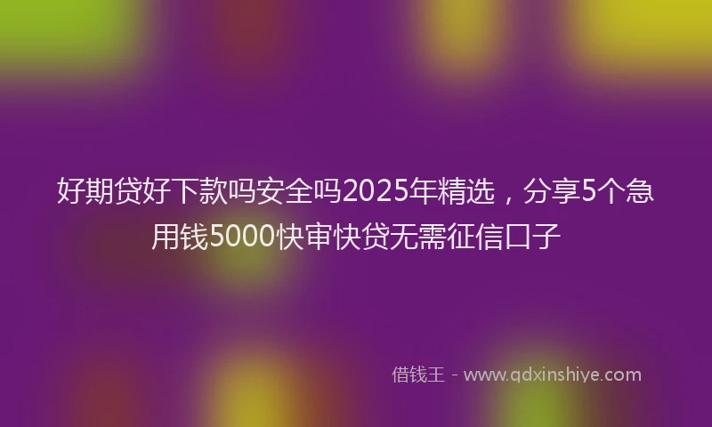 好期贷好下款吗安全吗2025年精选，分享5个急用钱5000快审快贷无需征信口子