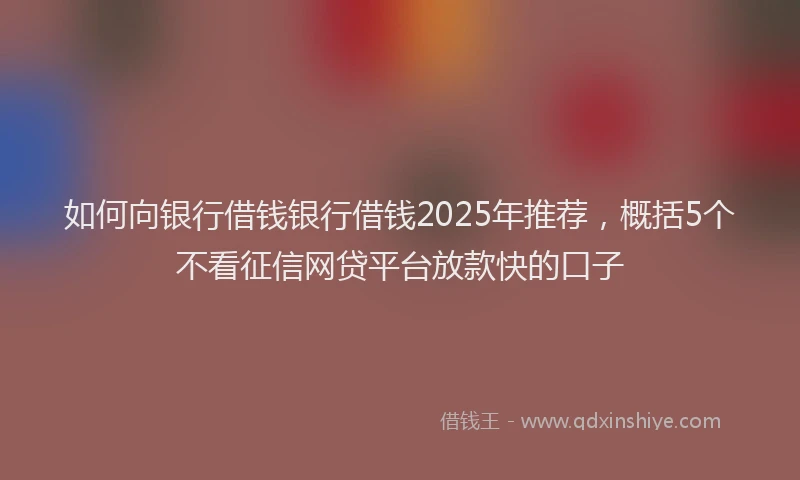 如何向银行借钱银行借钱2025年推荐，概括5个不看征信网贷平台放款快的口子