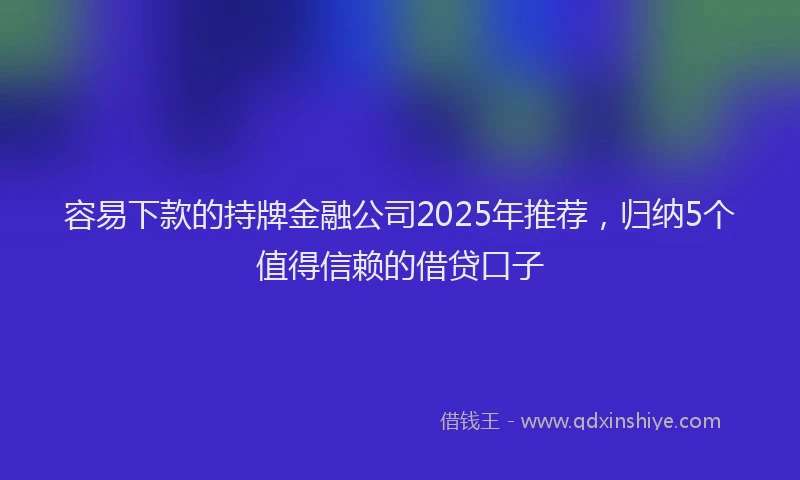 容易下款的持牌金融公司2025年推荐，归纳5个值得信赖的借贷口子