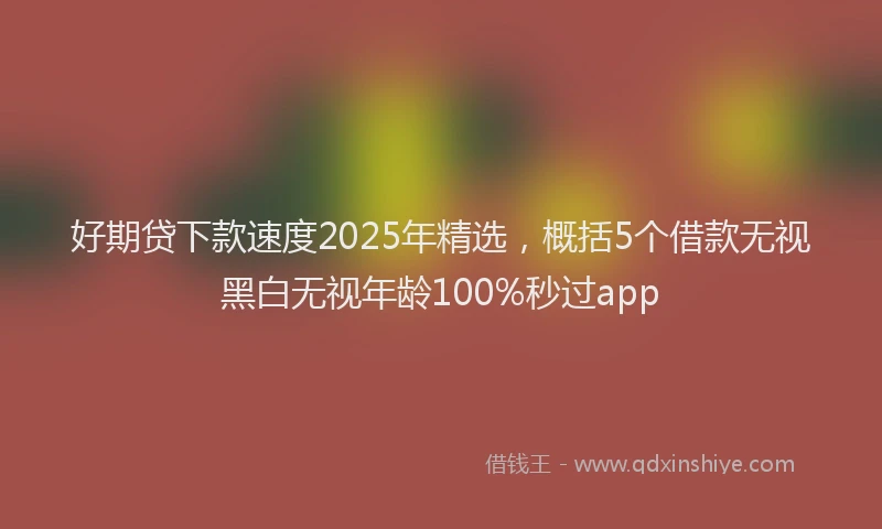 好期贷下款速度2025年精选，概括5个借款无视黑白无视年龄100%秒过app