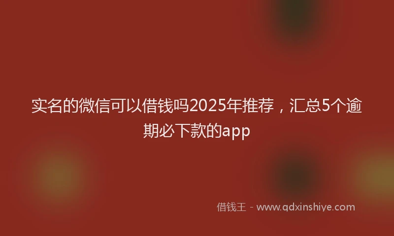 实名的微信可以借钱吗2025年推荐，汇总5个逾期必下款的app