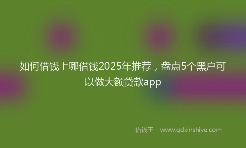如何借钱上哪借钱2025年推荐，盘点5个黑户可以做大额贷款app