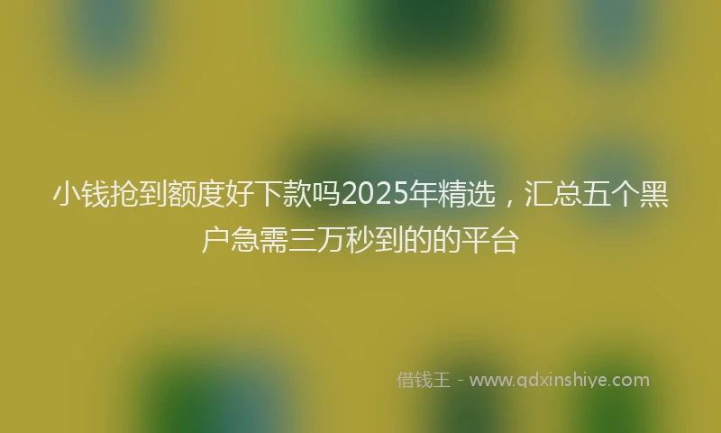 小钱抢到额度好下款吗2025年精选，汇总五个黑户急需三万秒到的的平台