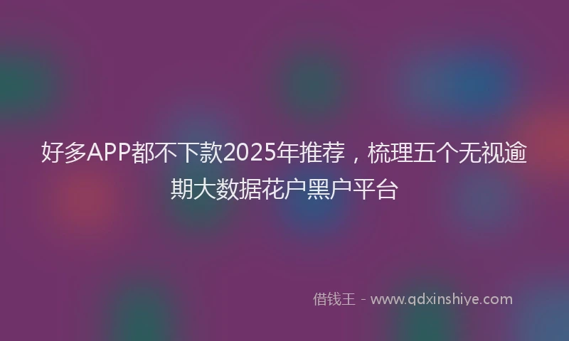 好多APP都不下款2025年推荐，梳理五个无视逾期大数据花户黑户平台