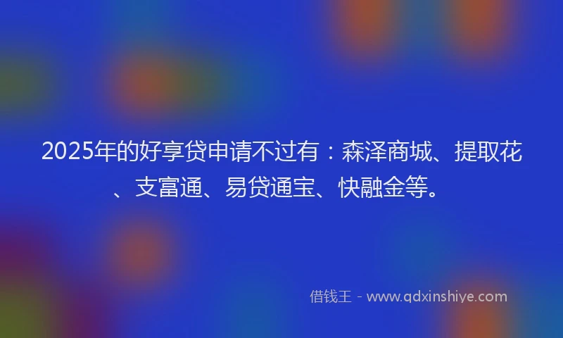 2025年的好享贷申请不过有：森泽商城、提取花、支富通、易贷通宝、快融金等。