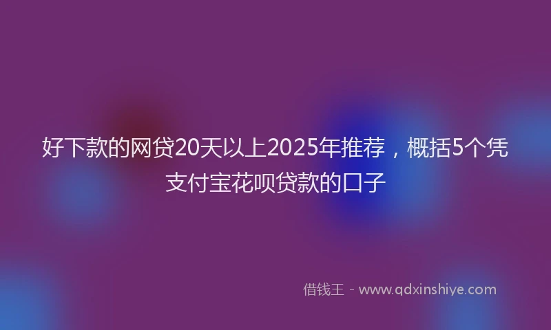 好下款的网贷20天以上2025年推荐，概括5个凭支付宝花呗贷款的口子