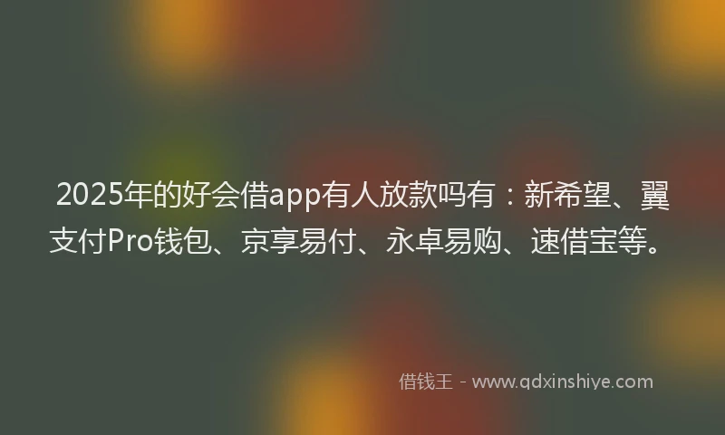 2025年的好会借app有人放款吗有：新希望、翼支付Pro钱包、京享易付、永卓易购、速借宝等。