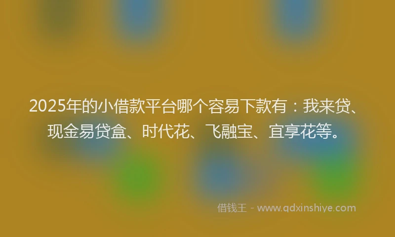 2025年的小借款平台哪个容易下款有：我来贷、现金易贷盒、时代花、飞融宝、宜享花等。