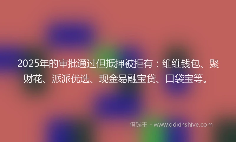 2025年的审批通过但抵押被拒有：维维钱包、聚财花、派派优选、现金易融宝贷、口袋宝等。