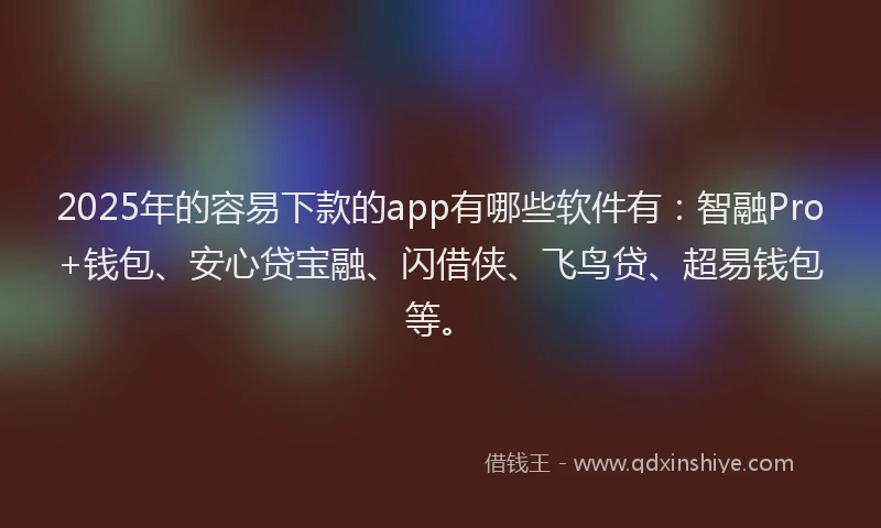 2025年的容易下款的app有哪些软件有：智融Pro+钱包、安心贷宝融、闪借侠、飞鸟贷、超易钱包等。