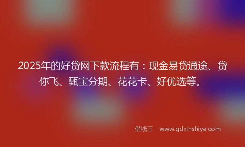 2025年的好贷网下款流程有：现金易贷通途、贷你飞、甄宝分期、花花卡、好优选等。