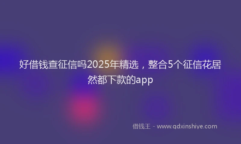 好借钱查征信吗2025年精选，整合5个征信花居然都下款的app