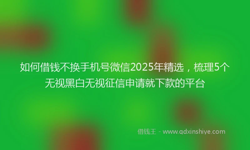 如何借钱不换手机号微信2025年精选，梳理5个无视黑白无视征信申请就下款的平台