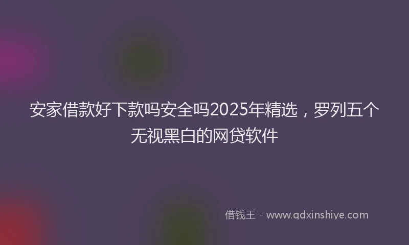 安家借款好下款吗安全吗2025年精选，罗列五个无视黑白的网贷软件