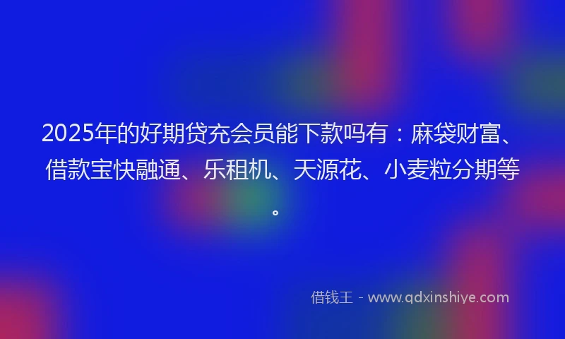 2025年的好期贷充会员能下款吗有：麻袋财富、借款宝快融通、乐租机、天源花、小麦粒分期等。