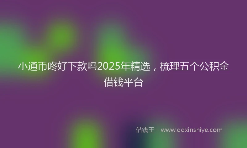 小通币咚好下款吗2025年精选，梳理五个公积金借钱平台