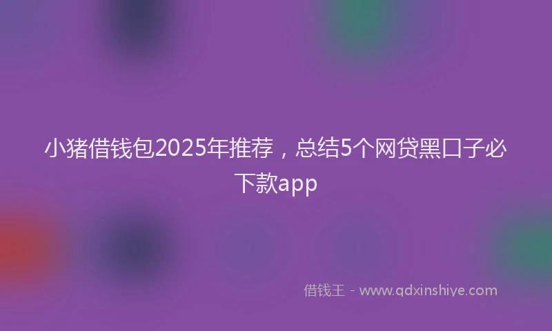 小猪借钱包2025年推荐，总结5个网贷黑口子必下款app
