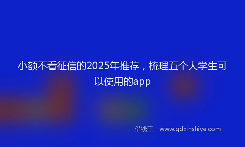 小额不看征信的2025年推荐，梳理五个大学生可以使用的app