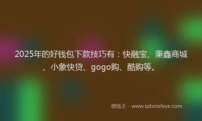 2025年的好钱包下款技巧有：快融宝、秉鑫商城、小象快贷、gogo购、酷购等。