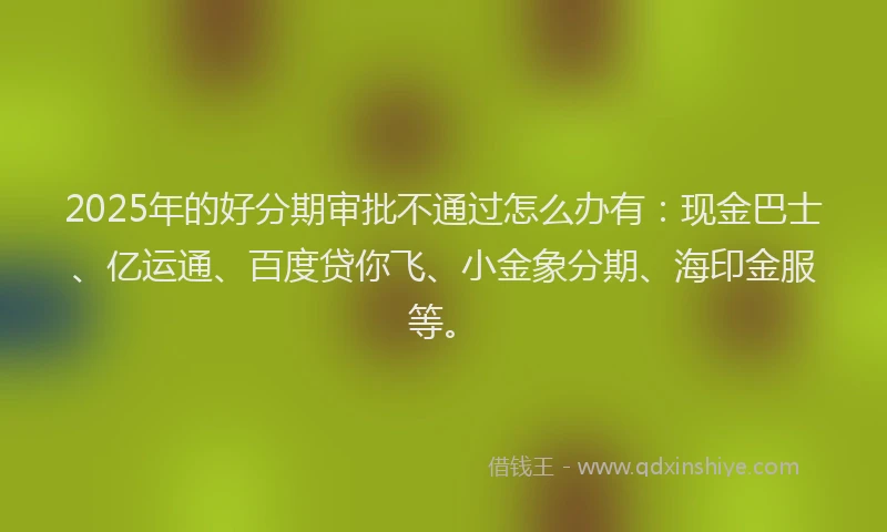 2025年的好分期审批不通过怎么办有：现金巴士、亿运通、百度贷你飞、小金象分期、海印金服等。