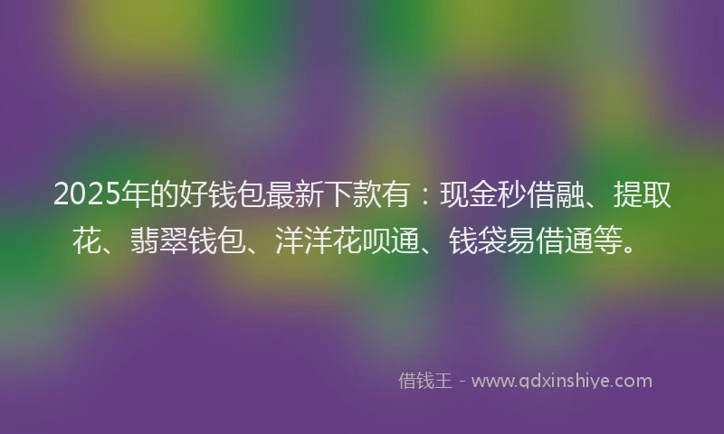 2025年的好钱包最新下款有：现金秒借融、提取花、翡翠钱包、洋洋花呗通、钱袋易借通等。