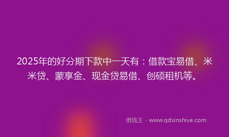 2025年的好分期下款中一天有：借款宝易借、米米贷、蒙享金、现金贷易借、创硕租机等。
