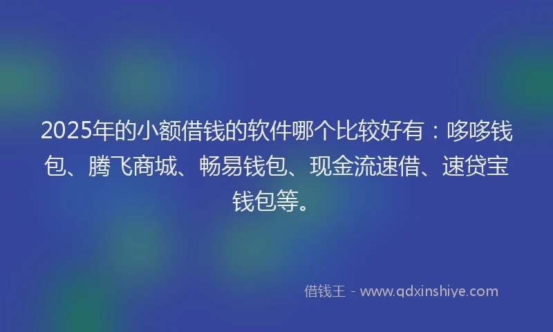 2025年的小额借钱的软件哪个比较好有：哆哆钱包、腾飞商城、畅易钱包、现金流速借、速贷宝钱包等。