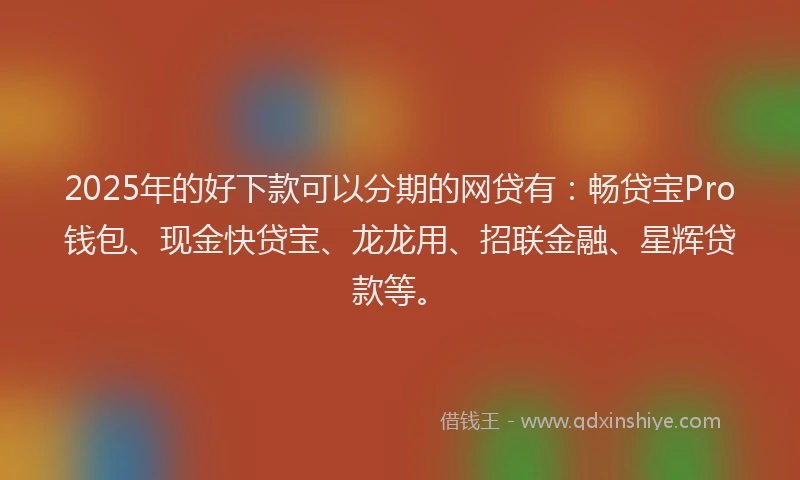 2025年的好下款可以分期的网贷有：畅贷宝Pro钱包、现金快贷宝、龙龙用、招联金融、星辉贷款等。