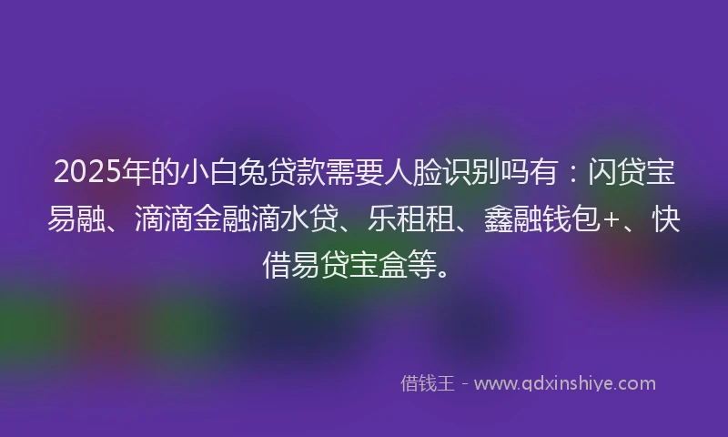 2025年的小白兔贷款需要人脸识别吗有：闪贷宝易融、滴滴金融滴水贷、乐租租、鑫融钱包+、快借易贷宝盒等。