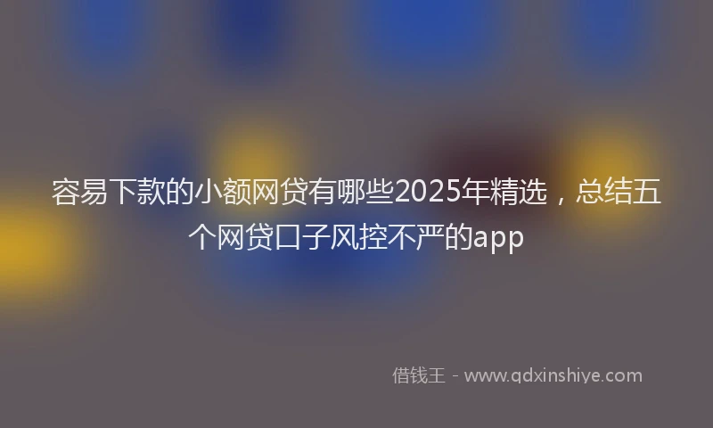 容易下款的小额网贷有哪些2025年精选，总结五个网贷口子风控不严的app
