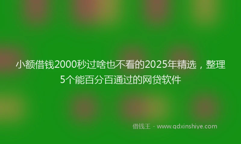 小额借钱2000秒过啥也不看的2025年精选，整理5个能百分百通过的网贷软件