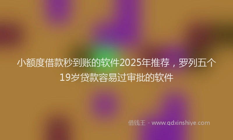 小额度借款秒到账的软件2025年推荐，罗列五个19岁贷款容易过审批的软件