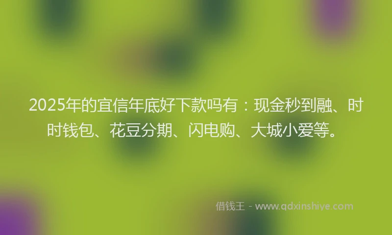 2025年的宜信年底好下款吗有：现金秒到融、时时钱包、花豆分期、闪电购、大城小爱等。