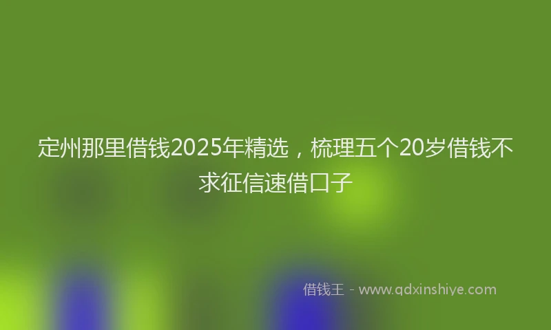 定州那里借钱2025年精选，梳理五个20岁借钱不求征信速借口子