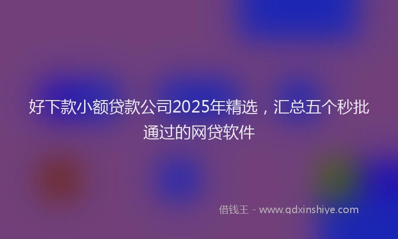 好下款小额贷款公司2025年精选，汇总五个秒批通过的网贷软件