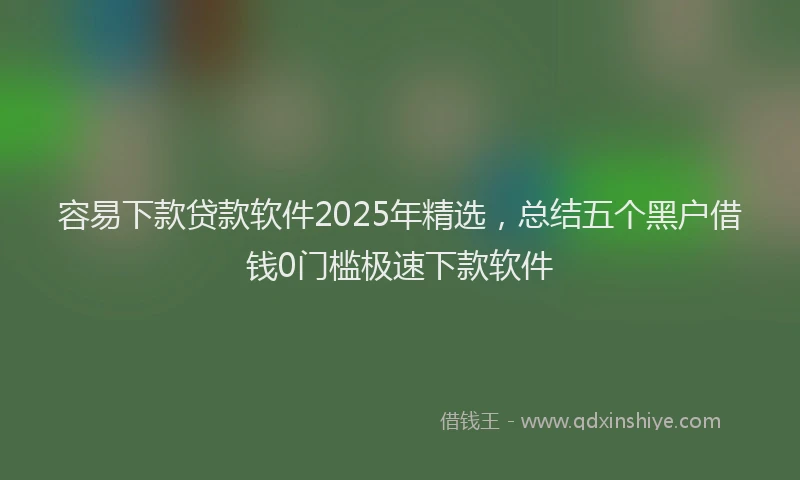 容易下款贷款软件2025年精选，总结五个黑户借钱0门槛极速下款软件