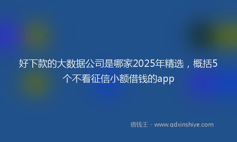 好下款的大数据公司是哪家2025年精选，概括5个不看征信小额借钱的app