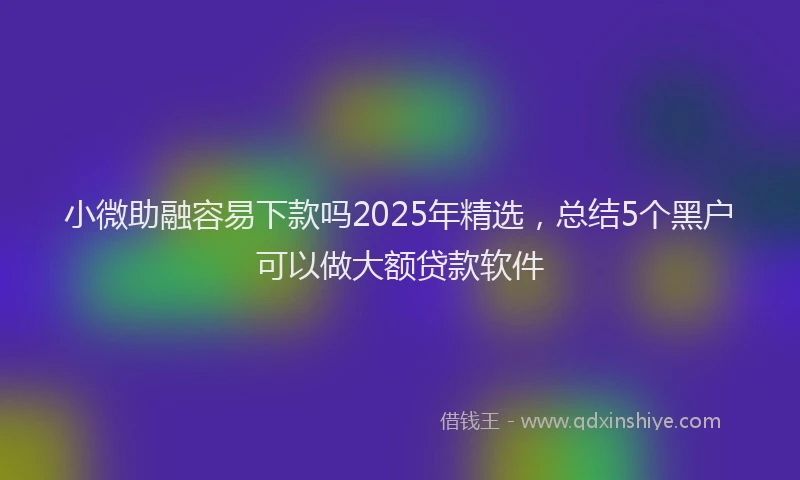 小微助融容易下款吗2025年精选，总结5个黑户可以做大额贷款软件